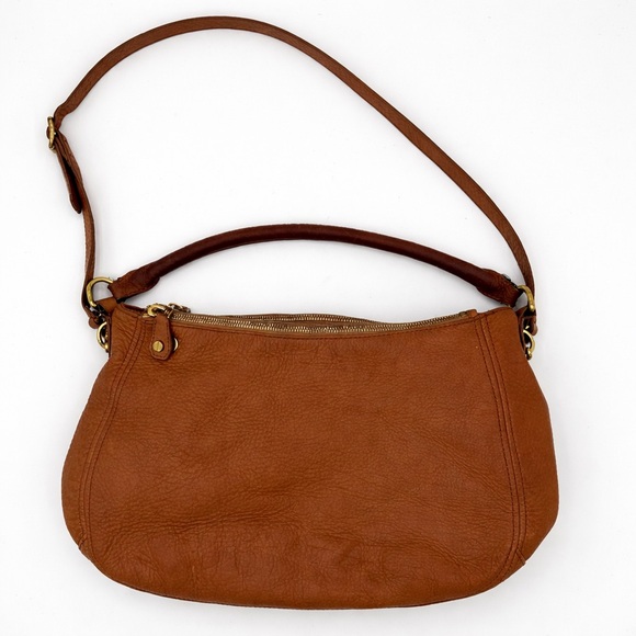 J Crew Tan Pebbled Leather Crossbody Hobo Shoulder Bag Multi Pocket Top Handle - Picture 4 of 15